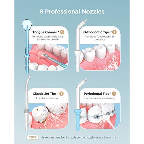 Water Flossers for Teeth , 600ML Dental Water Teeth Cleaner with 8 Jet Tips f...