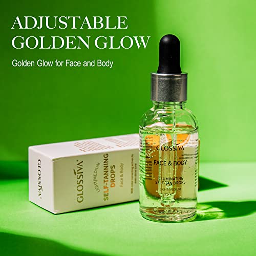 Glossiva Self Tanner for Face and Body - 32ml,Light/Medium Self Tanning Drops...