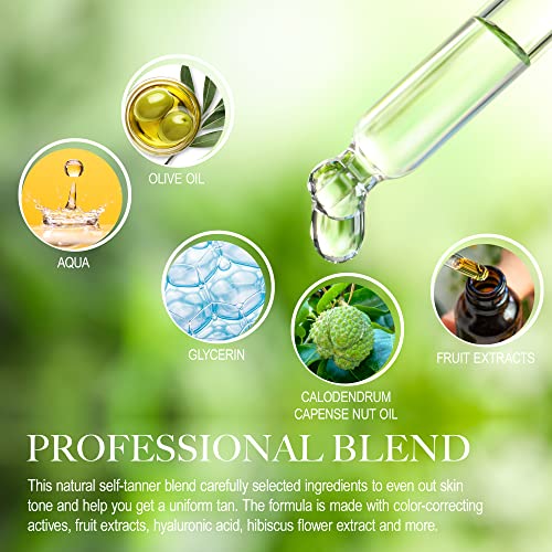 Glossiva Self Tanner for Face and Body - 32ml,Light/Medium Self Tanning Drops...