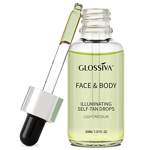 Glossiva Self Tanner for Face and Body - 32ml,Light/Medium Self Tanning Drops...