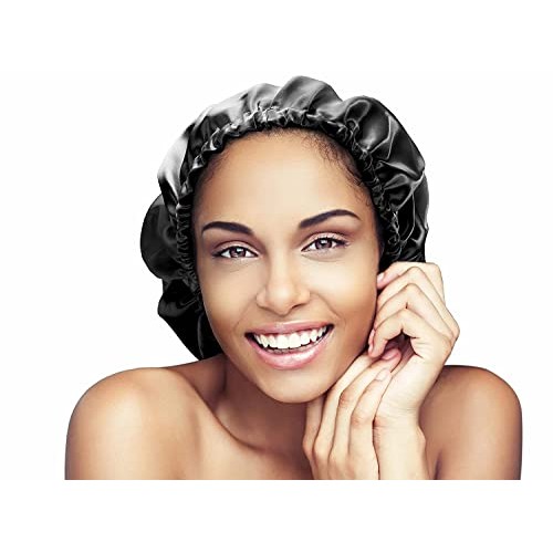 Glow by Daye Satin Bonnet, Double-Layered and Adjustable Satin Sleep Cap, Ext...