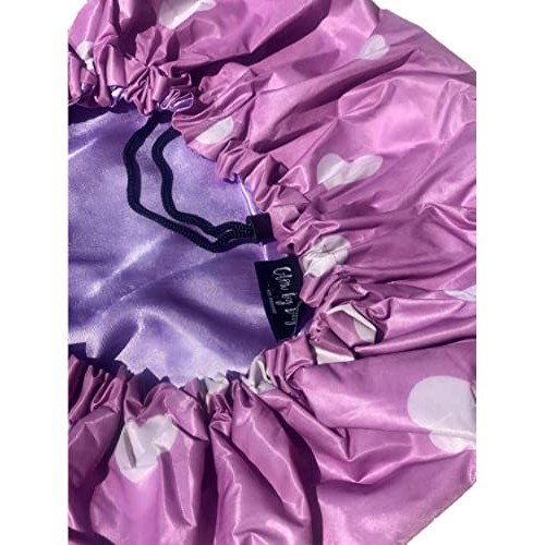 Glow by Daye Satin Lined Shower Cap, Adjustable and Waterproof with Satin Int...