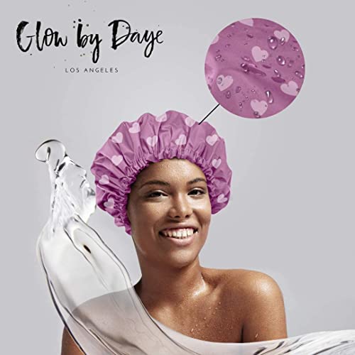 Glow by Daye Satin Lined Shower Cap, Adjustable and Waterproof with Satin Int...