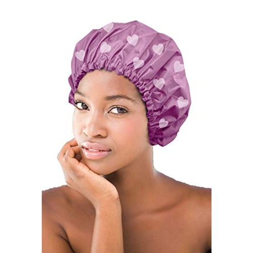 Glow by Daye Satin Lined Shower Cap, Adjustable and Waterproof with Satin Int...
