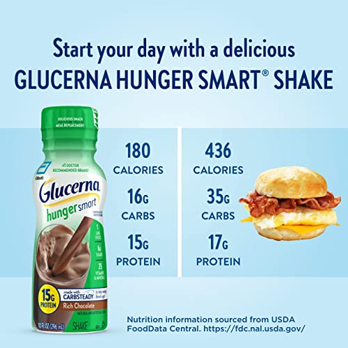 Glucerna Hunger Smart Shake, Diabetic Drink, Blood Sugar Management, 15g Prot...