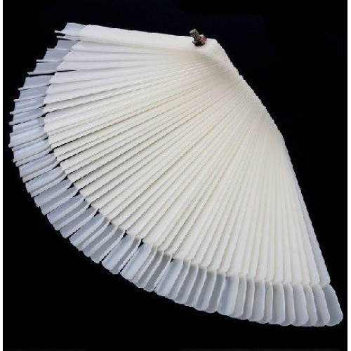 50pcs False Nail Art Polish Display Practice Tips Stick Transparent Fan-Shape...