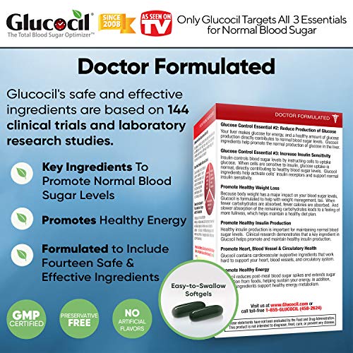 Glucocil – The Total Blood Sugar Optimizer, Over 1 Million Bottles Sold, Prem...