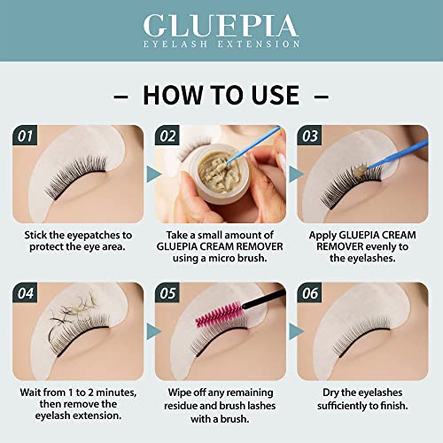 Eyelash Extension Glue Remover GLUEPIA Prime Cream Remover 15g/Easy to Contro...