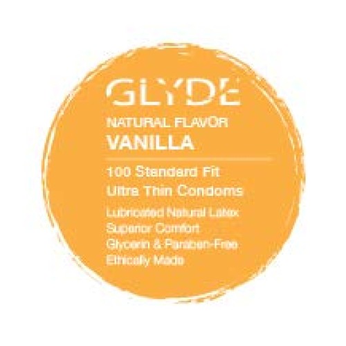 GLYDE Condoms Vanilla Flavor - Standard Fit Organic Bulk Condoms 100 Count Va...