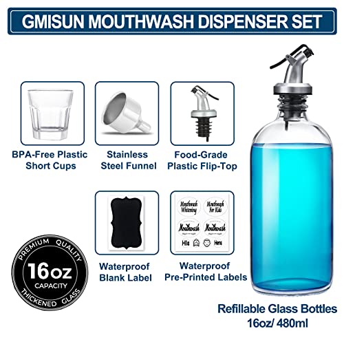 GMISUN Mouthwash Dispenser, 2 Pack 16oz Glass Mouthwash Decanter for Bathroom...