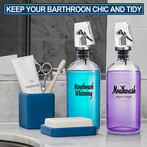 GMISUN Mouthwash Dispenser, 2 Pack 16oz Glass Mouthwash Decanter for Bathroom...