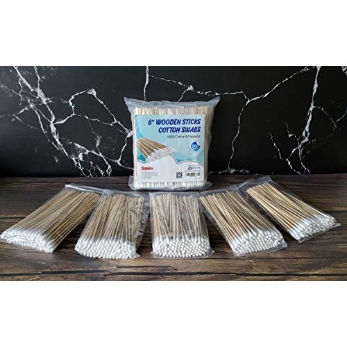 Gmark 500pcs Count 6" Cotton Swabs Wooden Sticks Cotton Tipped Applicator GM1...