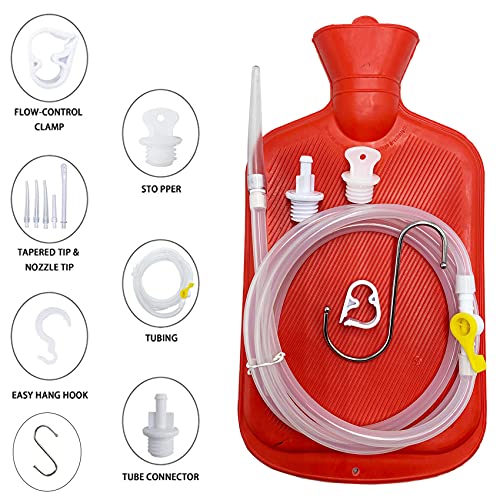 GNEGKLEAN Coffee Enema Bag Kit - 5.0ft Silicone Hose 2L Enemas at Home Water ...