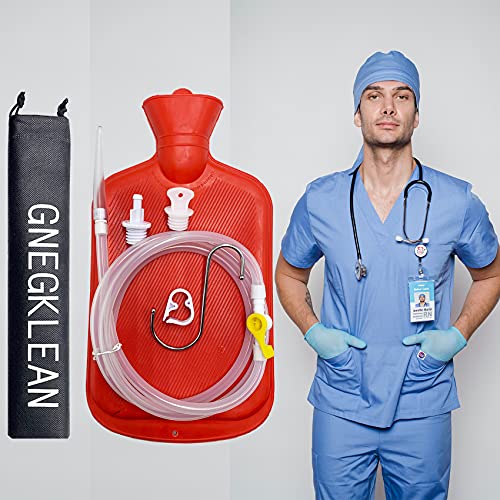 GNEGKLEAN Coffee Enema Bag Kit - 5.0ft Silicone Hose 2L Enemas at Home Water ...