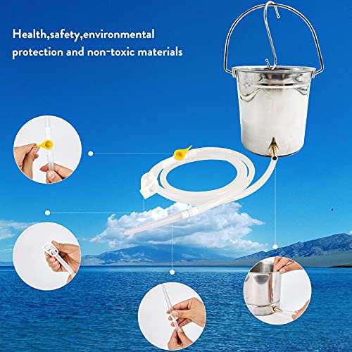 GNEGKLEAN Enema Kit Stainless Steel 1.5 Quart Capacity Bucket – 6.0ft Long Si...