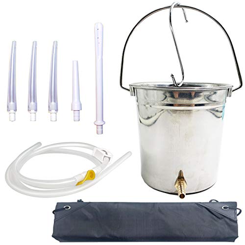 GNEGKLEAN Enema Kit Stainless Steel 1.5 Quart Capacity Bucket – 6.0ft Long Si...