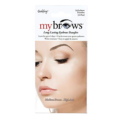 Godefroy MyBrows Long Lasting Eyebrow Transfers, High Arch, Medium Brown, 12-...