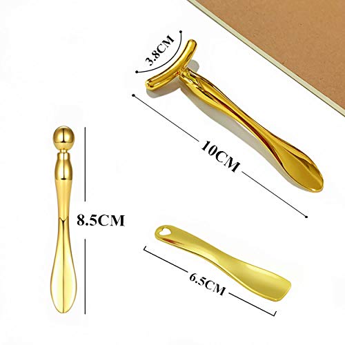 3Pcs Metal Eye and Face Cream Applicator Stick Cosmetics Spoon Spatula, Massa...