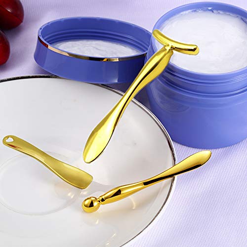 3Pcs Metal Eye and Face Cream Applicator Stick Cosmetics Spoon Spatula, Massa...