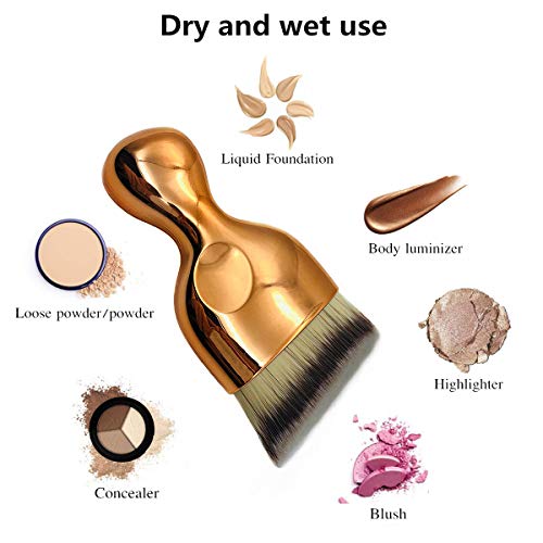 Angled Flat Foundation Brush High Density Face Body Kabuki Makeup Brush for L...