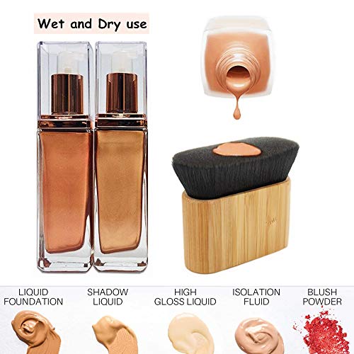 Professional Makeup Kabuki Foundation Brush for Face and Body Makeup, Bamboo ...