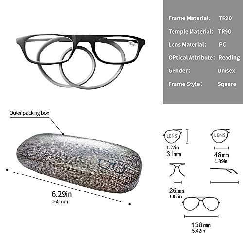 Magnetic Reading Glasses with Glasses Case Hang Neck for Women Men Lightweigh...