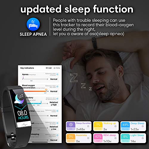 Fitness Tracker,Heart Rate Monitor IP68 Waterproof Activity Tracker HRV Healt...