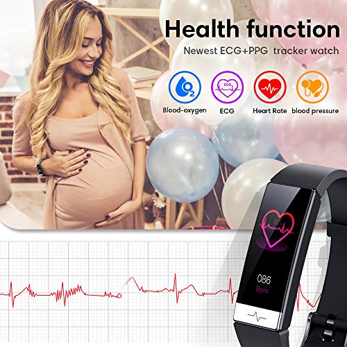 Fitness Tracker,Heart Rate Monitor IP68 Waterproof Activity Tracker HRV Healt...