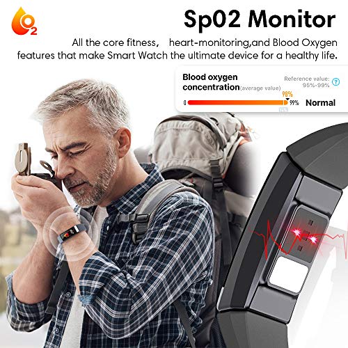 Fitness Tracker,Heart Rate Monitor IP68 Waterproof Activity Tracker HRV Healt...