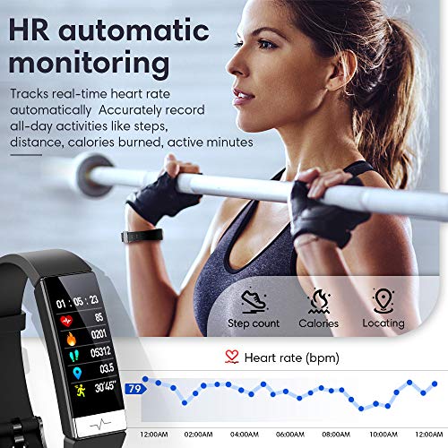 Fitness Tracker,Heart Rate Monitor IP68 Waterproof Activity Tracker HRV Healt...
