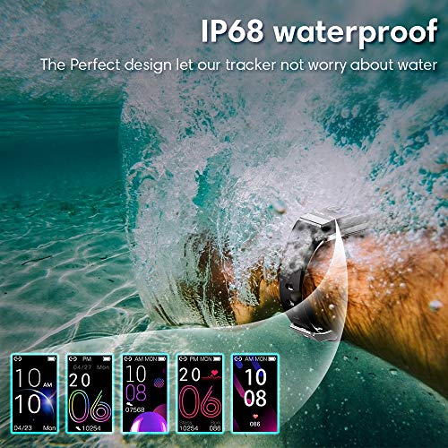 Fitness Tracker,Heart Rate Monitor IP68 Waterproof Activity Tracker HRV Healt...