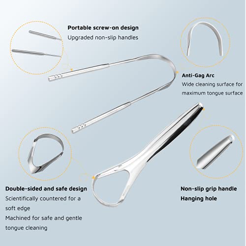 Gohizer 4 Pack Tongue Scraper for Kids and Adults, Great for Oral Care (Medic...