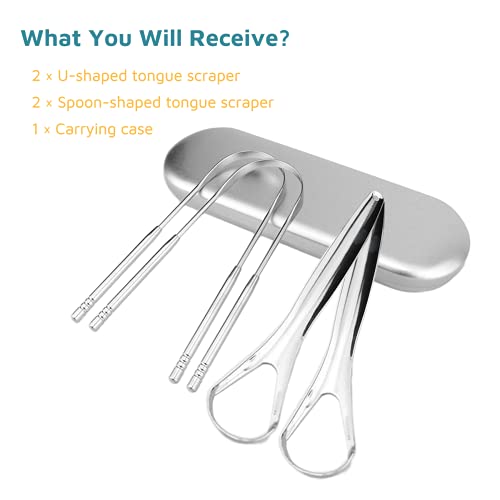 Gohizer 4 Pack Tongue Scraper for Kids and Adults, Great for Oral Care (Medic...