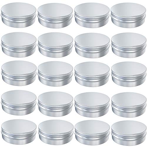 20 Pcs 0.5 Ounce Aluminum Tin Jar 15 ML Refillable Container, with Screw Lid,...