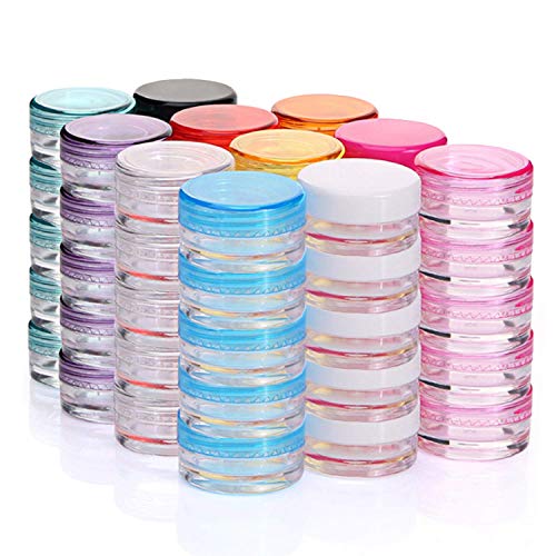 55 Pieces 5 Gram/ 5ML Plastic Pot Jars, Cosmetic Containers, Samples Containe...
