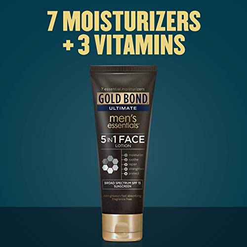 Gold Bond Men's Essentials Face Lotion 3.3 oz., 5-in-1 With SPF 15 Sunscreen