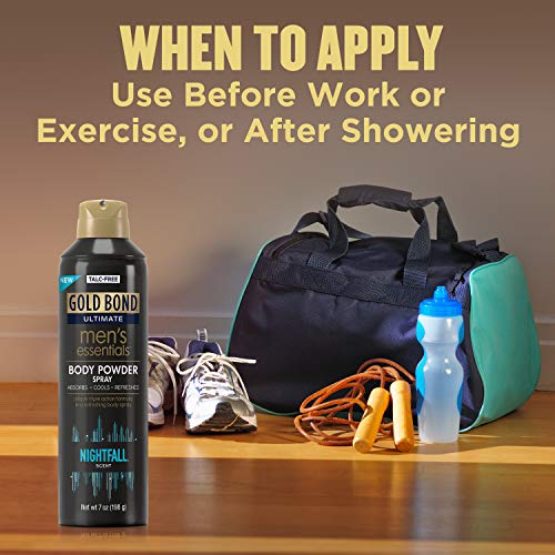 Gold Bond Men's Essentials Talc-Free Body Powder Spray 7 oz Nightfall Scent W...