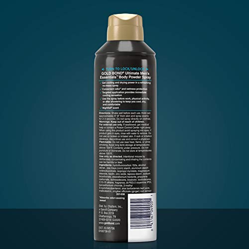 Gold Bond Men's Essentials Talc-Free Body Powder Spray 7 oz Nightfall Scent W...