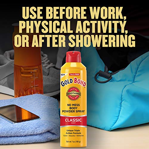 Gold Bond No Mess Talc-Free Body Powder Spray, 7 oz., Classic Scent