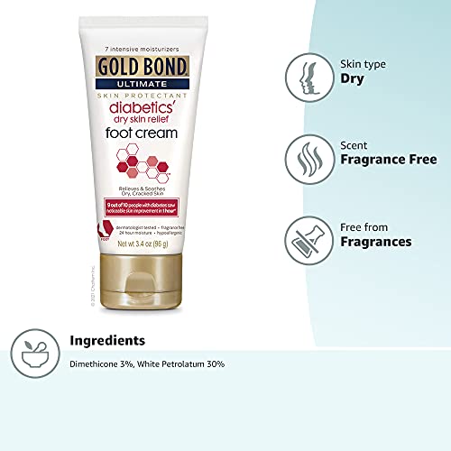 Gold Bond Ultimate Diabetics' Dry Skin Relief Foot Cream 3.4 oz., Soothes Ski...