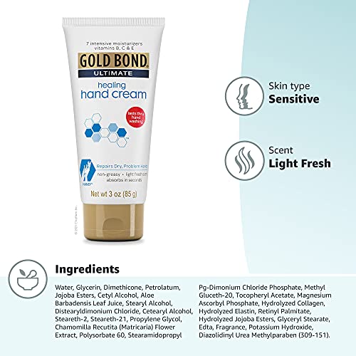 Gold Bond Ultimate Healing Hand Cream, 3 oz., Lasts Through Handwashing
