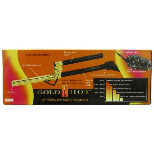 Gold 'N Hot Professional Marcel Curling Iron, 1/2 Inch