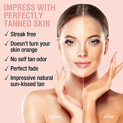 Face Tanner – Self Tan Serum w/Hyaluronic Acid and Organic Rosehip Oil, Self ...