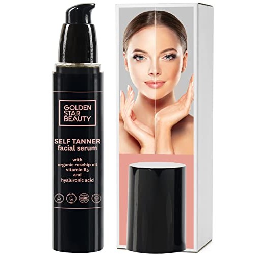 Face Tanner – Self Tan Serum w/Hyaluronic Acid and Organic Rosehip Oil, Self ...