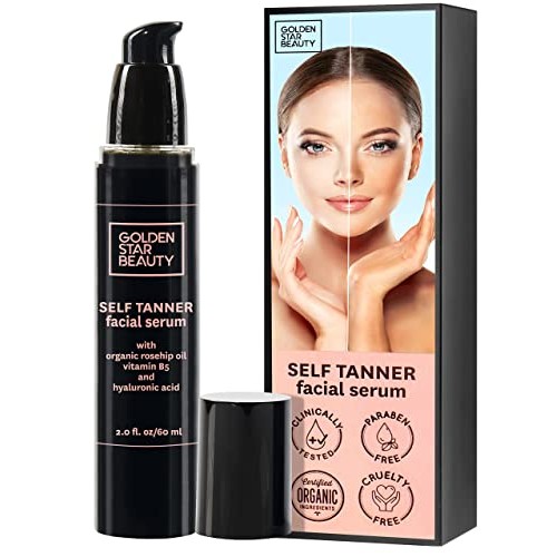 Face Tanner – Self Tan Serum w/Hyaluronic Acid and Organic Rosehip Oil, Self ...