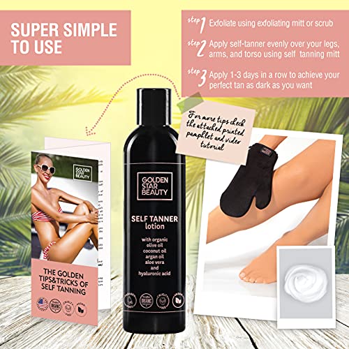 Self Tanner Lotion - Natural Sunless Tanning Lotion w/ Organic & Hyaluronic A...