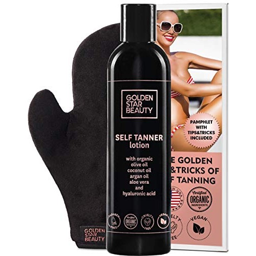 Self Tanner Lotion with Tanning Mitt - Sunless Tanning Lotion with Organic Oi...