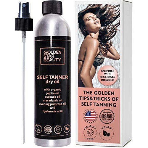 Self Tanner Oil - Natural Sunless Tanning Spray w/ Hyaluronic Acid and Organi...