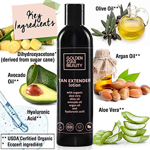 Tan Extender Daily Moisturizer - Best After Tanning Lotion w/Organic Oils and...