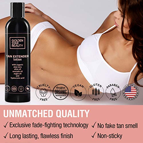 Tan Extender Daily Moisturizer - Best After Tanning Lotion w/Organic Oils and...